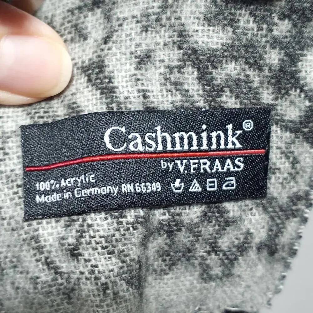 V. Fraas Cashmink Black & Gray Cheetah Print Scarf Elevated Statement